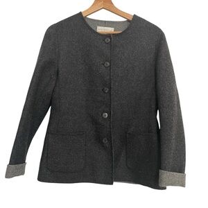 Petite Sophisticate Wool Jacket Size 4 Women’s Gray Button Down